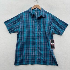 Zoic Clothing District Men’s Large Jersey Blue Plaid Snap button NWT